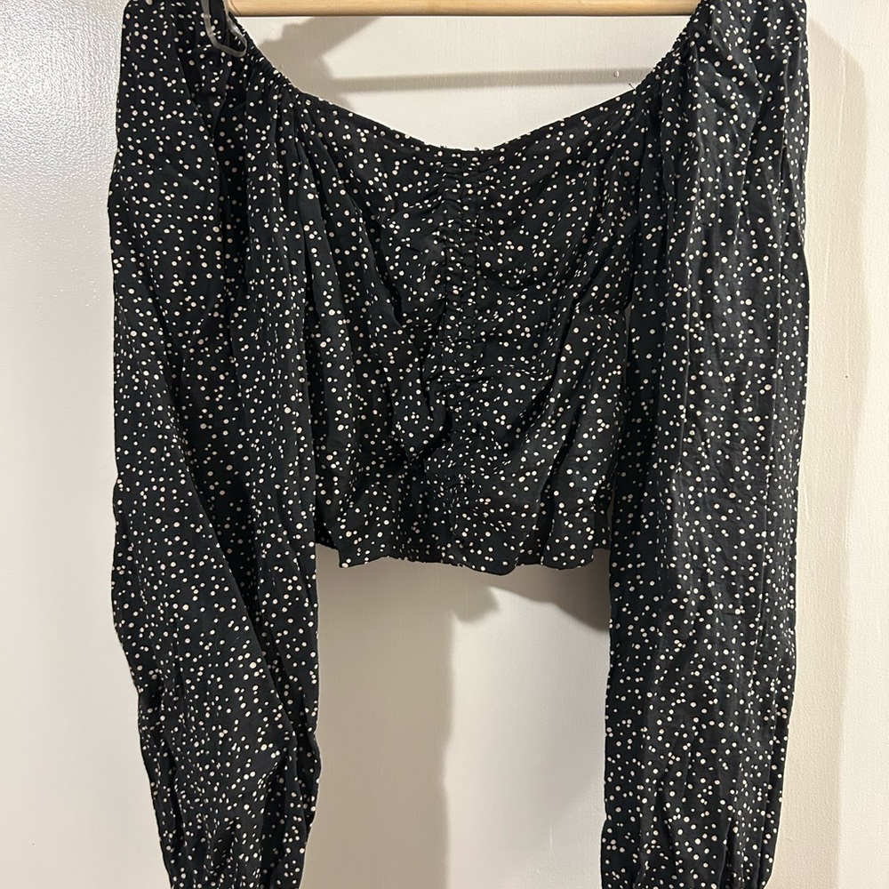 a new day Black Top with White Dots